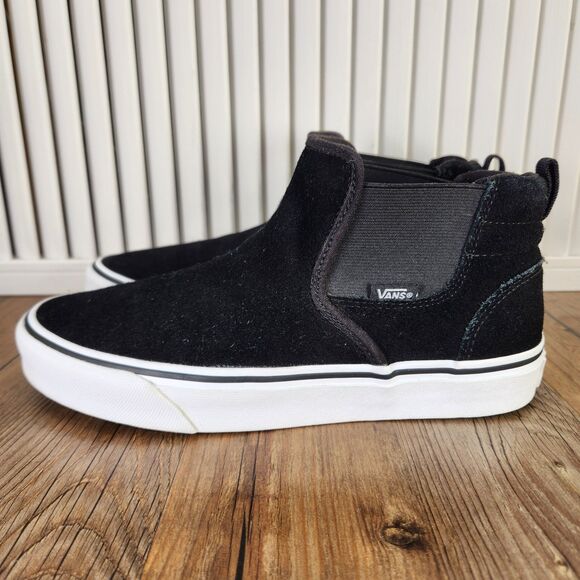 Vans Asher Mid Womens Sz 8 Black Suede Pull On Chelsea Ankle Sneaker Boots Shoes - Picture 3 of 9